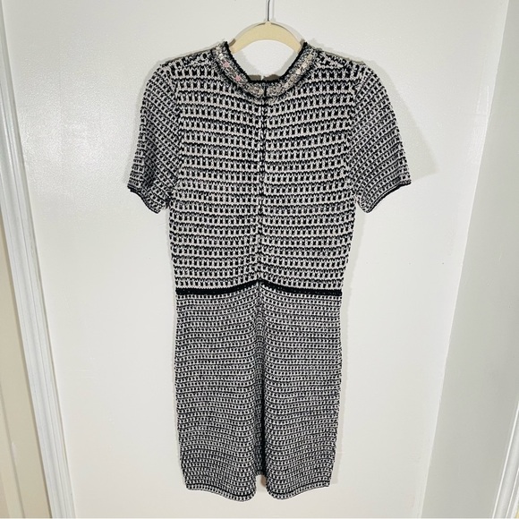 NWT Tory Burch Embellished Fringe Tweed Dress Size Medium Office Career Modest - Picture 10 of 11